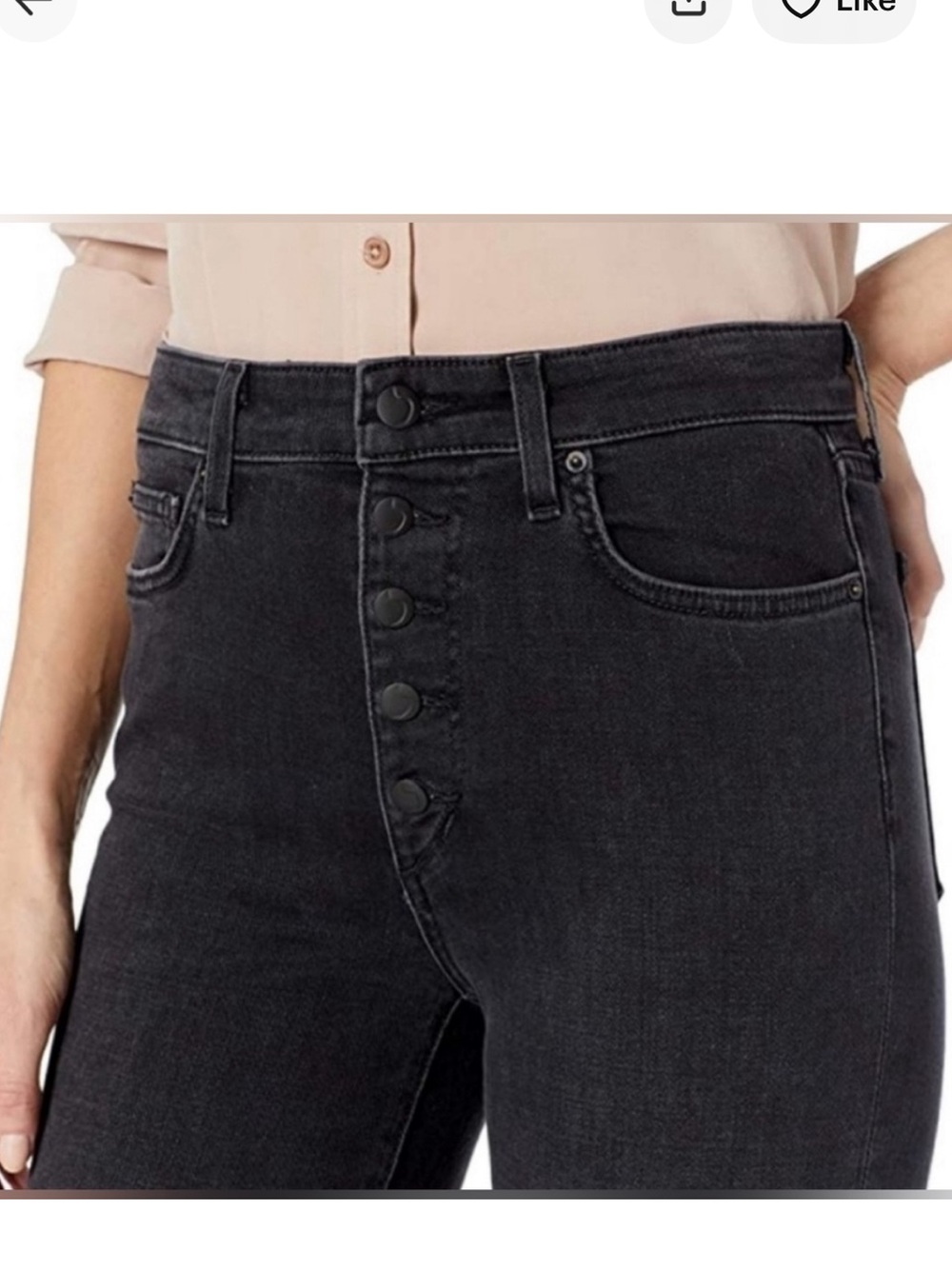 Joe's Jeans Callie High-Rise Button-Fly Cropped Boot Cut Jeans in Washed Black